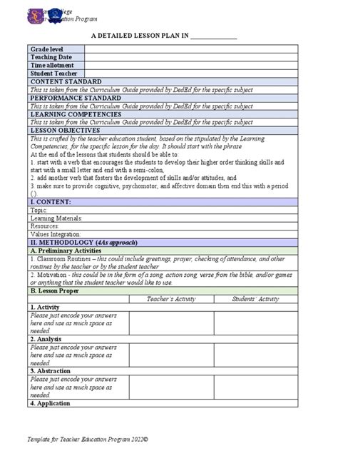 lesson planner ph 4as